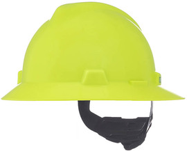 MSA 10061515 Hi-Vis Green V-Gard® Polyethylene Full Brim Hard Hat With 4 Point Ratchet Suspension