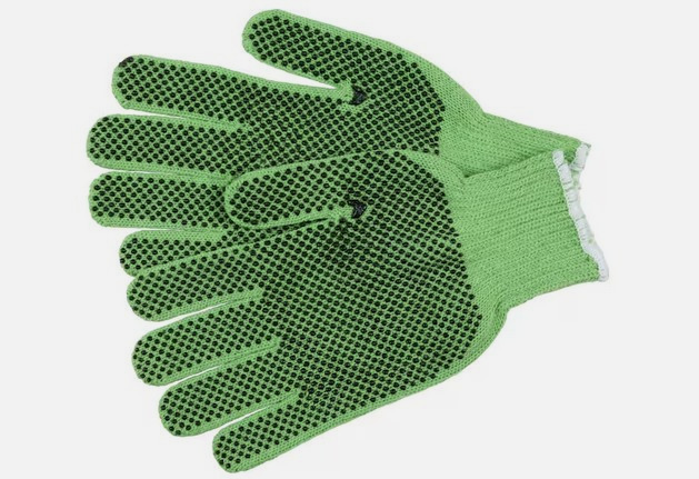 MCR 9514G Regular Weight 7 Gauge Cotton/ Polyester String Knit Pastel Green Work Gloves w/ PVC Dots On Both Sides