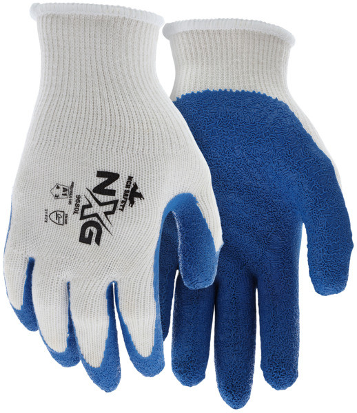 MCR 9680 Safety NXG® Work Gloves | 10-Gauge Cotton/Polyester Shell | Blue Latex Palm and Fingertips