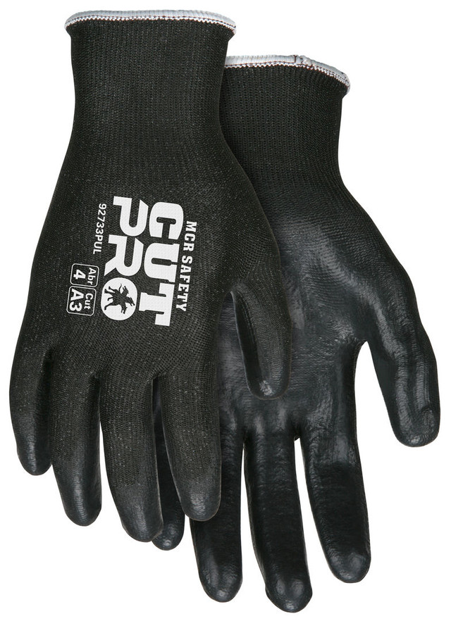 MCR 92733PU Safety CutPro® | 13 Gauge HyperMax® HPPE Shell | Cut, Abrasion, and Puncture Resistant Work Gloves | PU Coated Palm and Fingertips