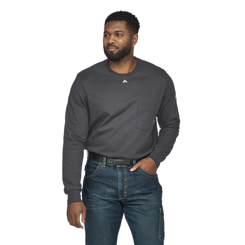 Bulwark SET2 Charcoal Grey 7.25 oz. FR Long Sleeve T-Shirt