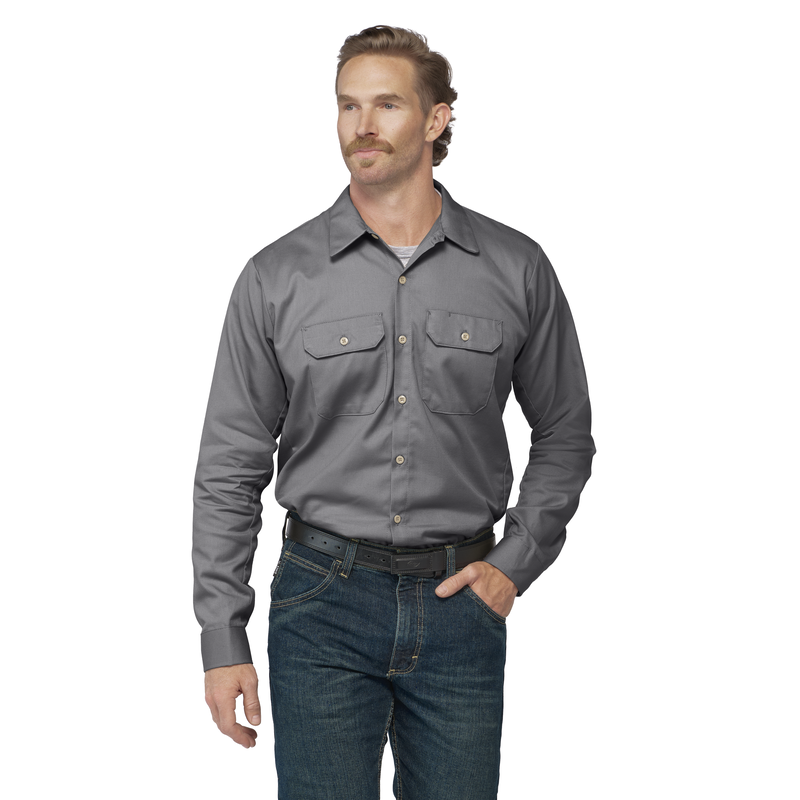 Bulwark SEW2 Silver Grey 7 oz. Men's Midweight EXCEL FR Button Up Work Shirt