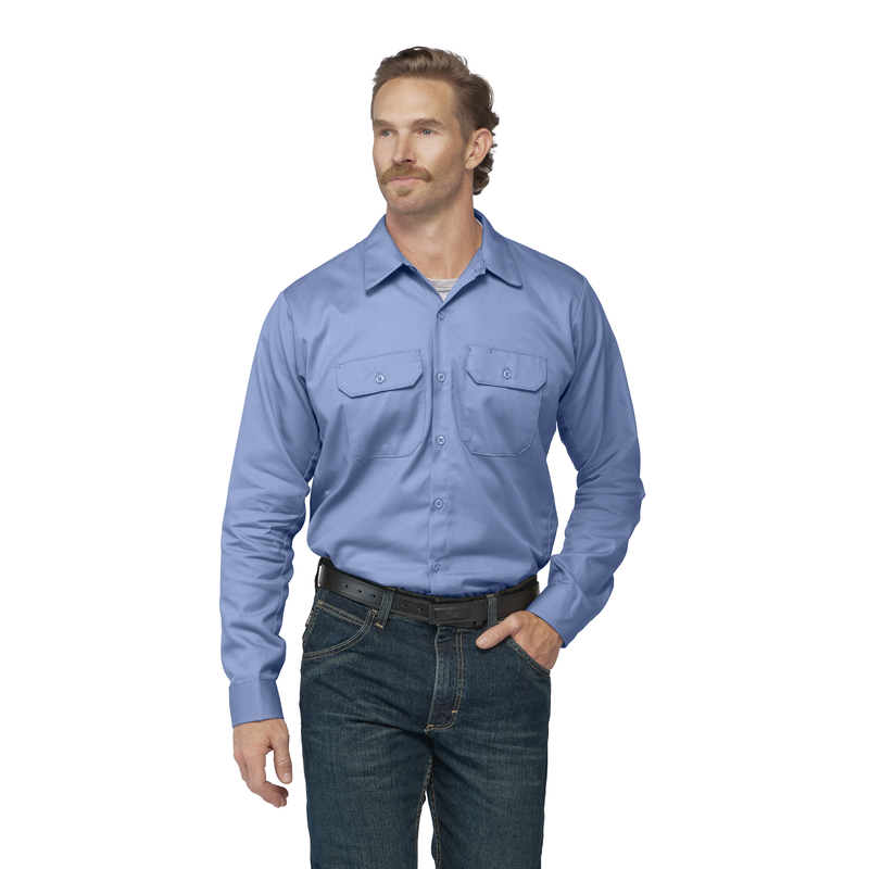 Bulwark SEW2 Light Blue 7 oz. Men's Midweight EXCEL FR Button Up Work Shirt