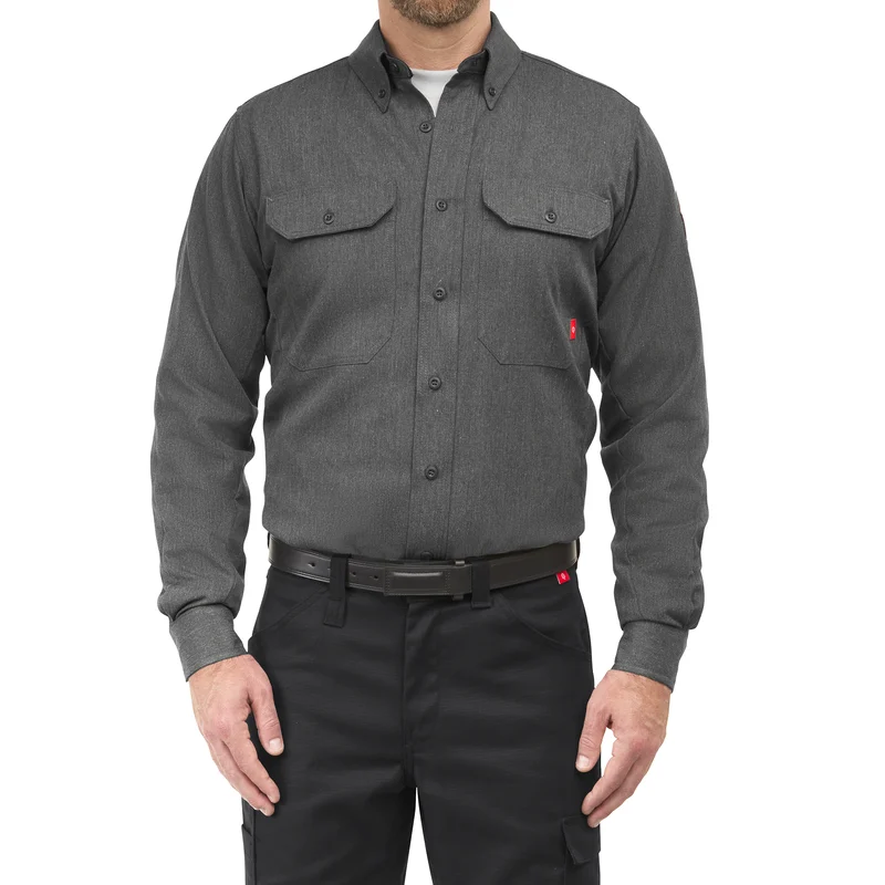 Bulwark QS50 Dark Grey 5.5 oz. iQ Series Men's FR Lightweight Comfort Woven Shirt