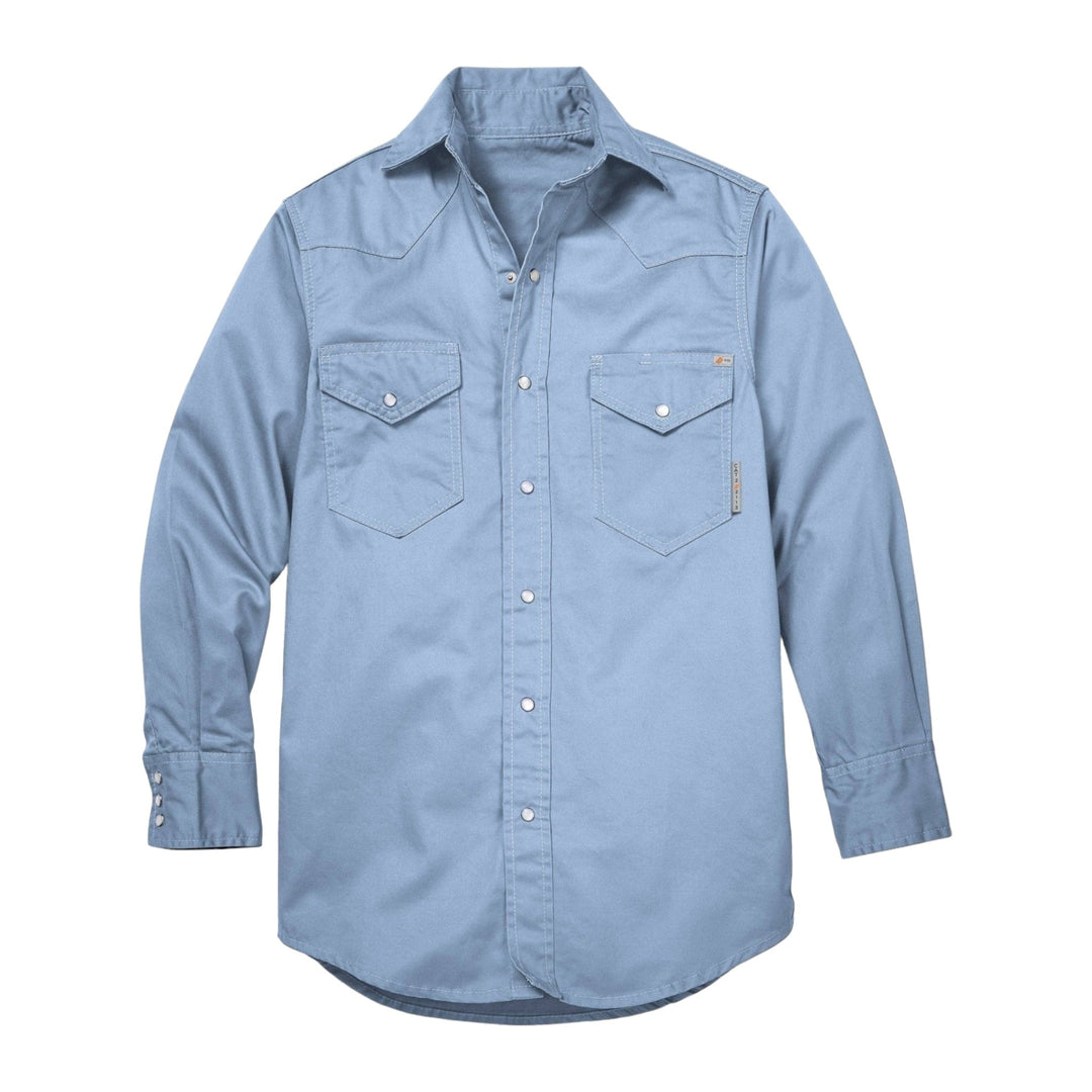 Rasco FR1003 Work Blue 7.5 oz. Men's Long Sleeve Button-Up Pearl Snap Shirt