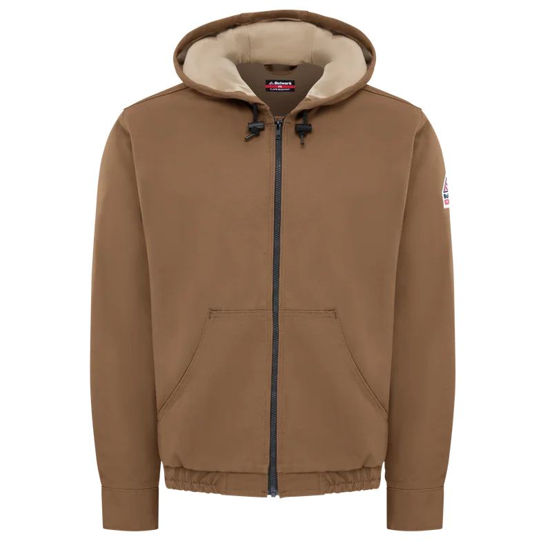 Bulwark JLH4 Men's Brown Duck 11 oz. Heavyweight FR Hooded Jacket