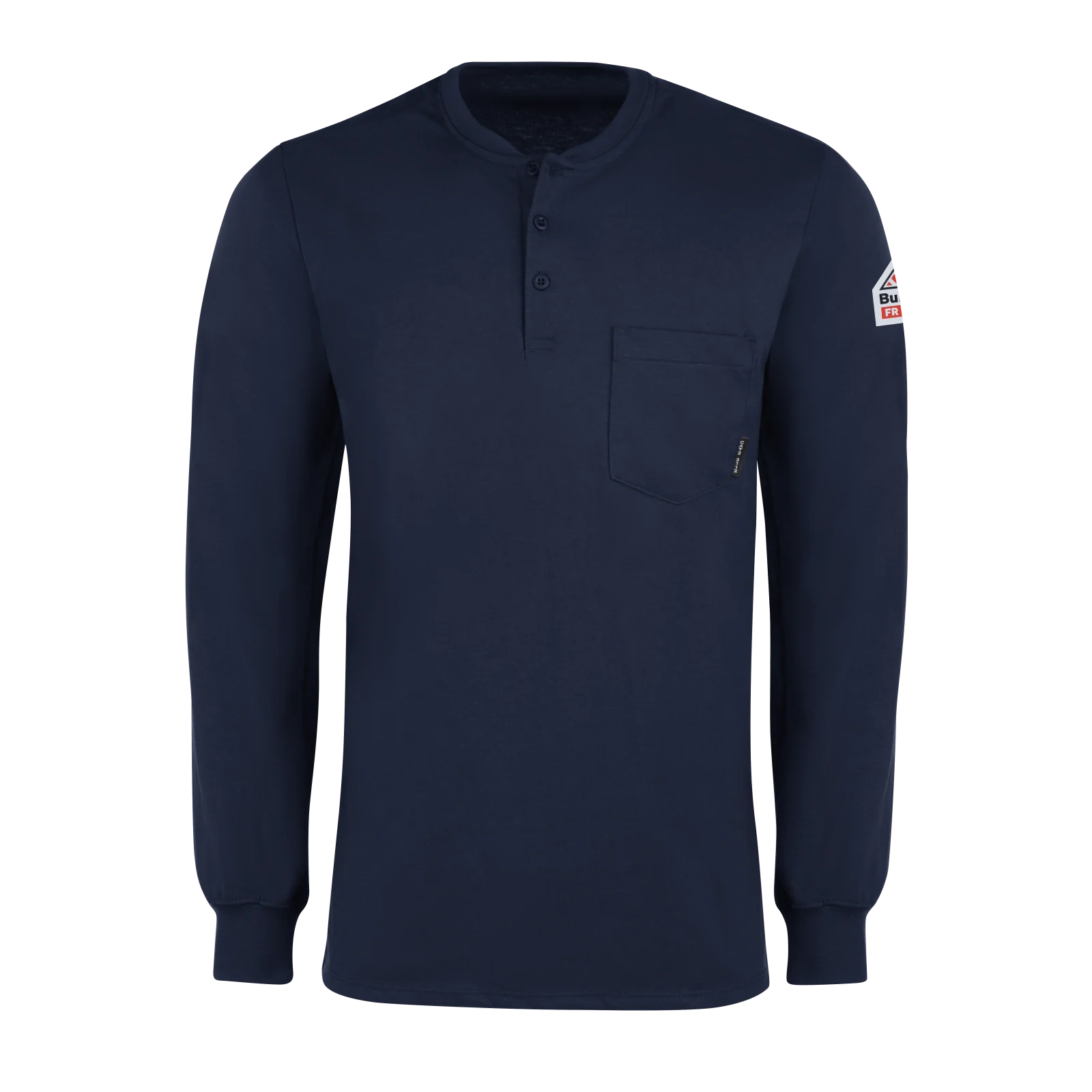 Bulwark SEL2 Navy Men's 7 oz. Long Sleeve Tagless Henley Shirt
