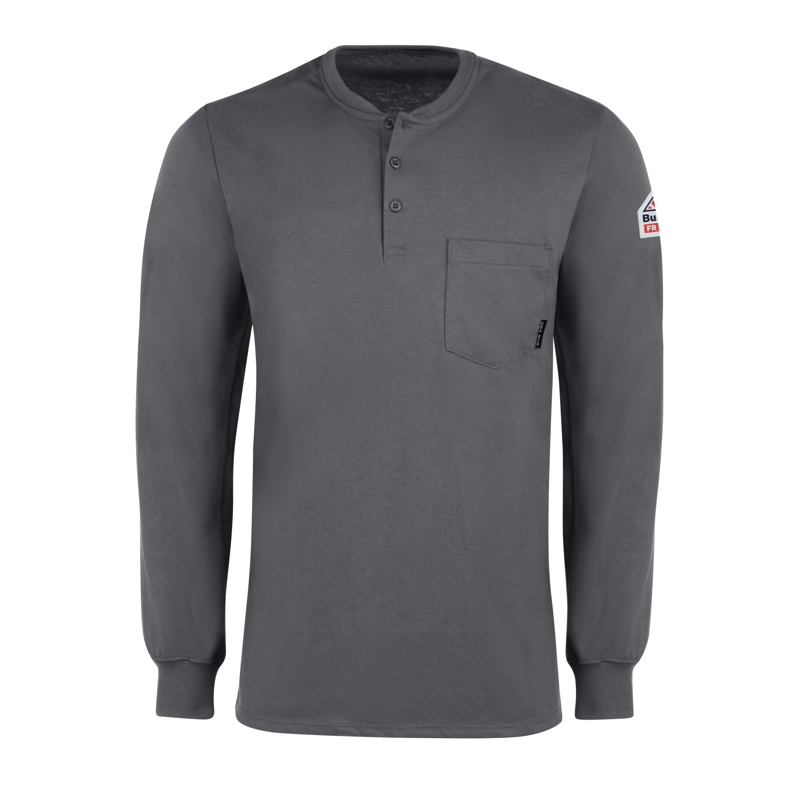 Bulwark SEL2 Charcoal Men's 7 oz. Long Sleeve Tagless Henley Shirt