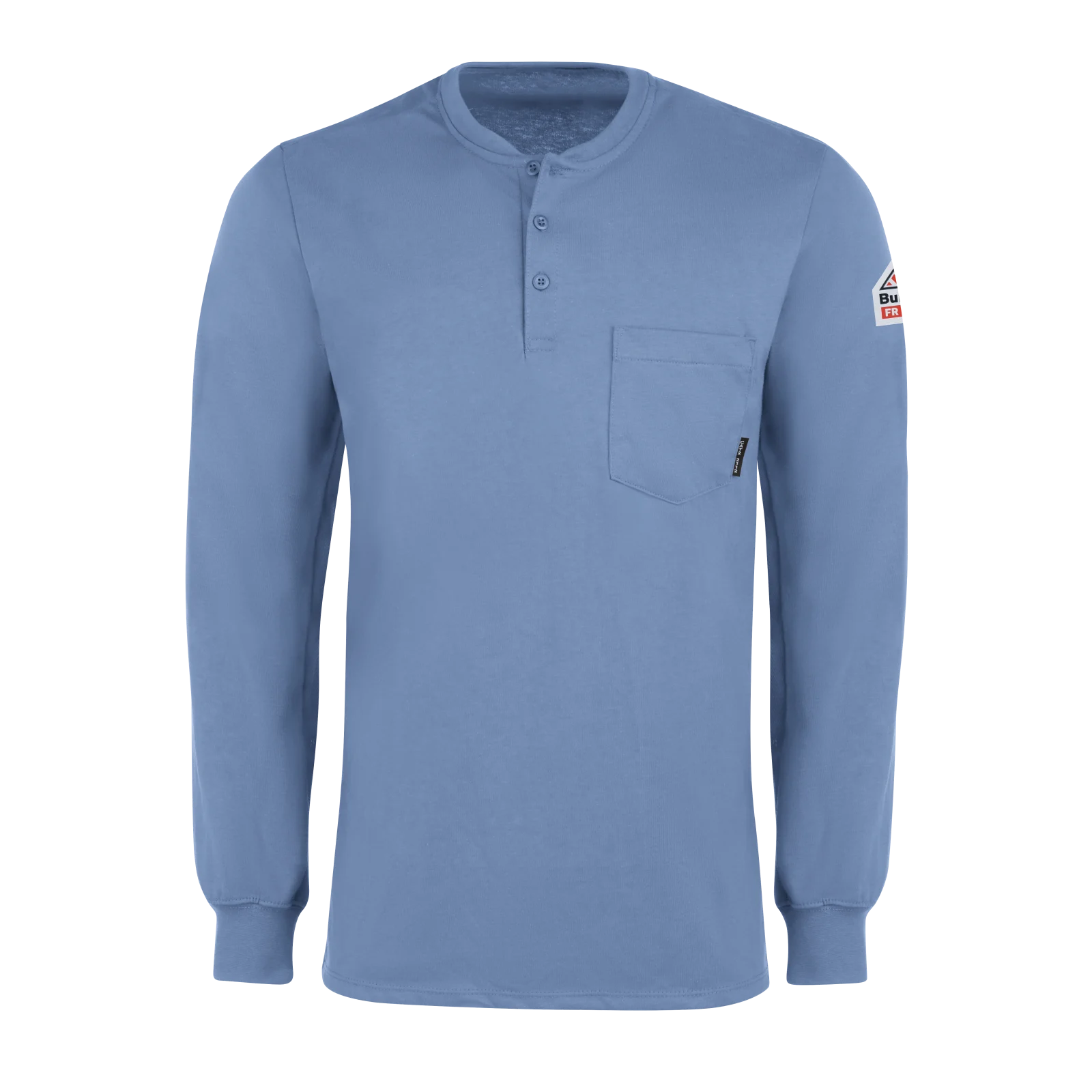 Bulwark SEL2 Light Blue Men's 7 oz. Long Sleeve Tagless Henley Shirt