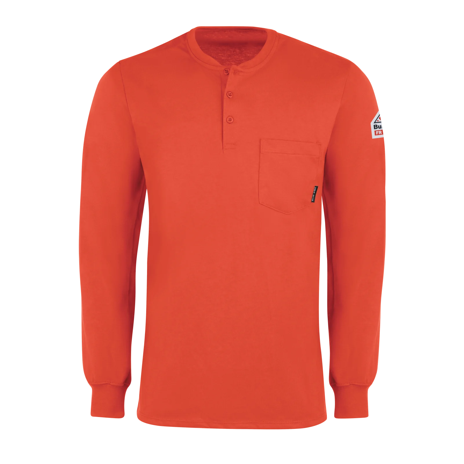 Bulwark SEL2 Orange Men's 7 oz. Long Sleeve Tagless Henley Shirt