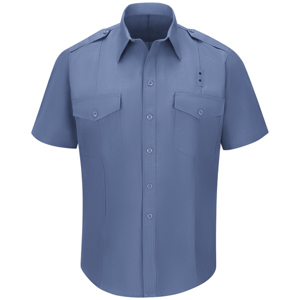 Bulwark/Workrite FSC2LB Light Blue 4.5 oz.  Men's Classic Short Sleeve Fire Chief Shirt (Embroidery for Patches Included)