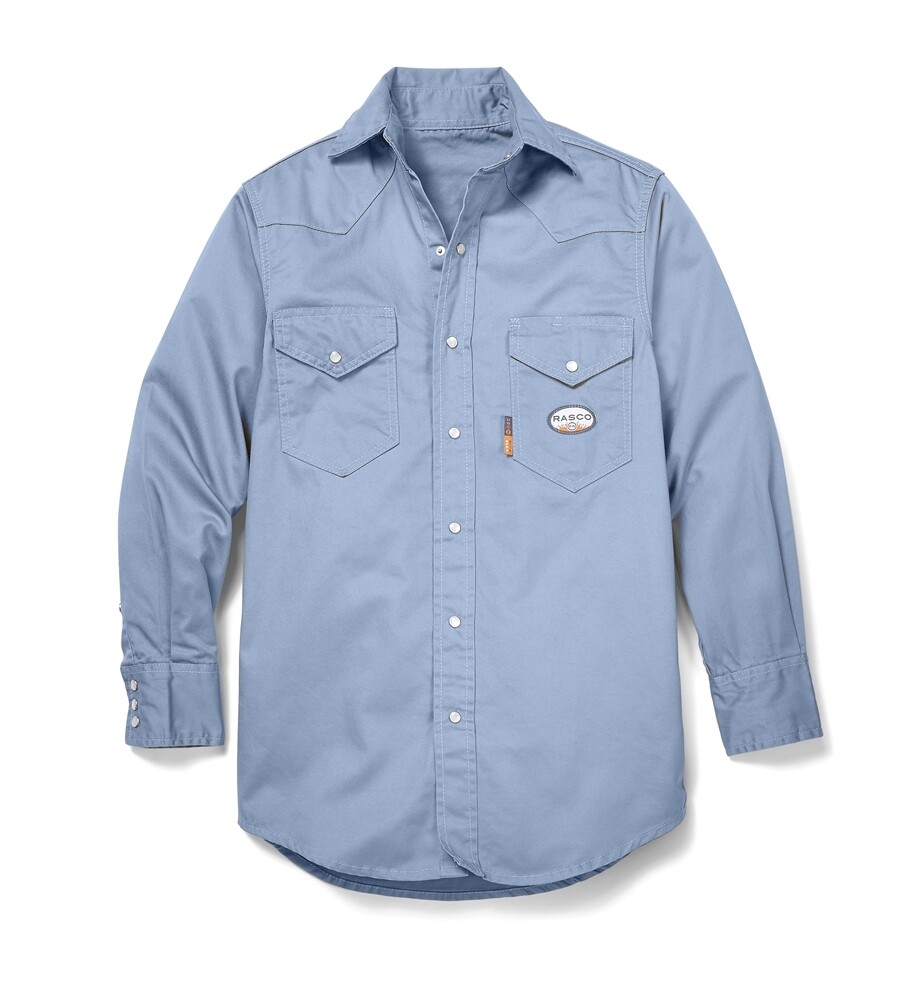 Rasco FR1003WB Work Blue 7.5 oz. Long Sleeve Work Shirt