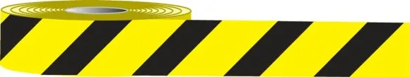 AccuformNMC MPT142 Plastic Barricade Tape: Striped Black/Yellow