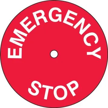 AccuformNMC LELC351 Safety Label: Emergency Stop