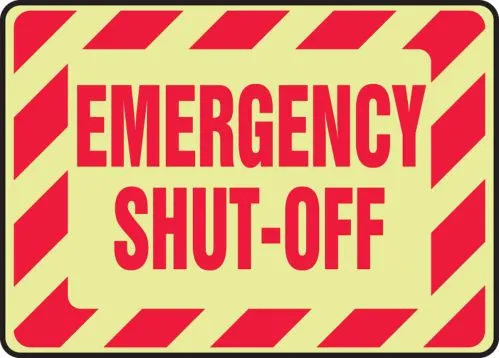 AccuformNMC MELC516GF Glow-In-Dark Safety Sign: Emergency Shut-Off