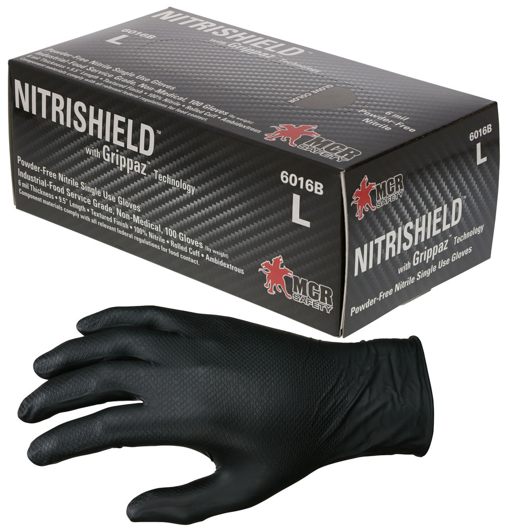 MCR Safety 6016B 6 mil NitriShield Powder Free Disposable Nitrile