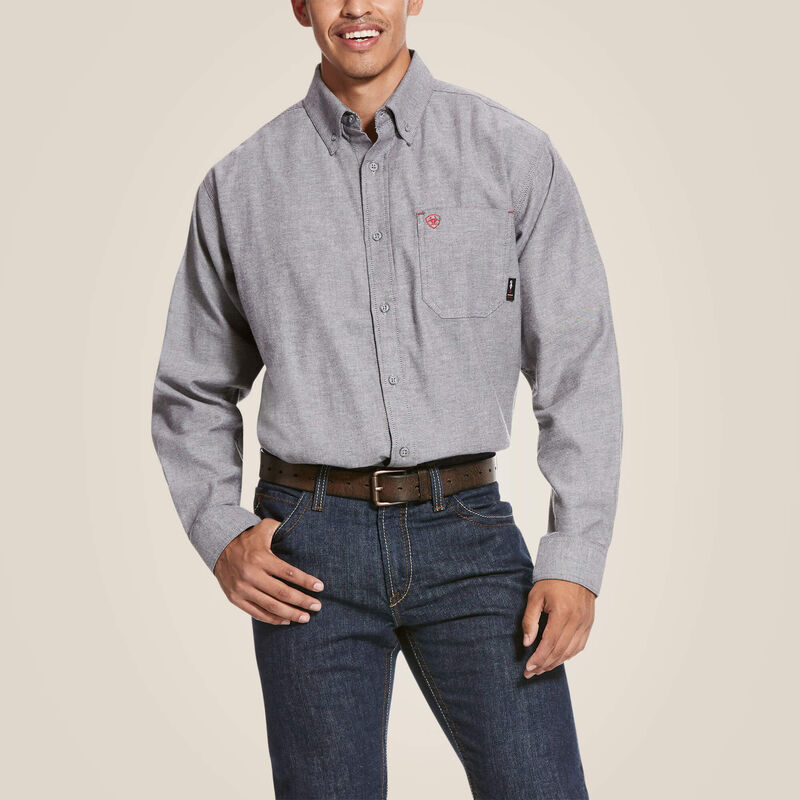 Ariat 10027885 DARK NAVY TWILL MNS FR Solid Twill DuraStretch Work Shirt