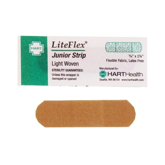 Hart Health 1004 LiteFlex, Junior Strip Adhesive Bandages, Light Woven Elastic Cloth