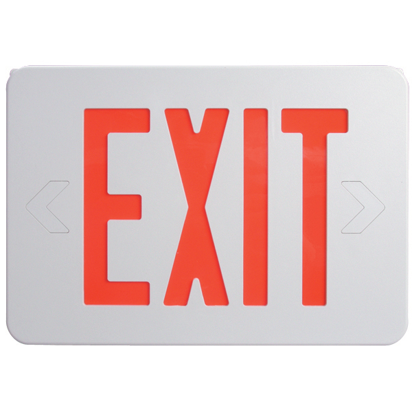Brooks Equipment LED1C Red LED Exit Sign Compact w/ Battery Backup, White