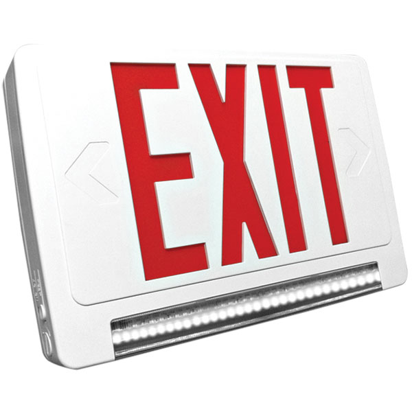 Brooks Equipment LED10	Red Exit & Emergency Light Combo Sign, White