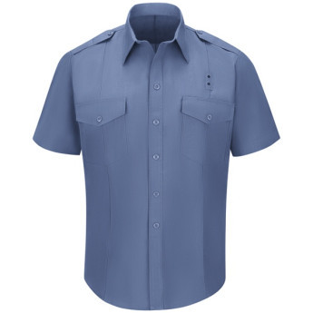 Bulwark FSC2LB Light Blue 4.5 oz.  Men's Classic Short Sleeve Fire Chief Shirt (Embroidery for Patches Included)