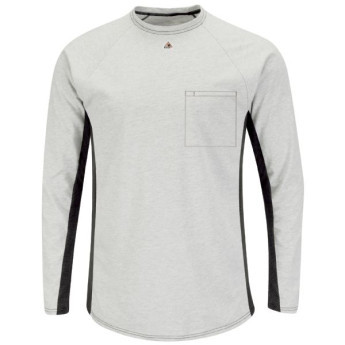 Bulwark MPS8 Grey 5.5 oz. FR Long Sleeve Base Layer with Concealed Chest Pocket