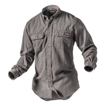 TecGen 011502 Grey 5.5 oz Lightweight FR Work Shirt