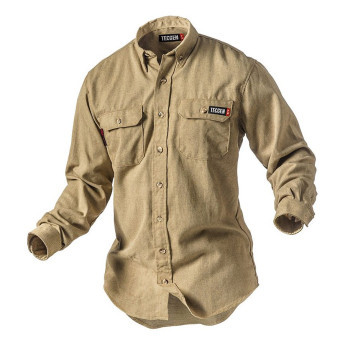 TecGen 011202 Khaki 5.5 oz Lightweight FR Work Shirt