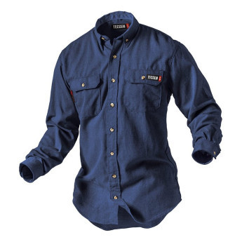 TecGen 011602 Navy 5.5 oz. Lightweight FR Work Shirt